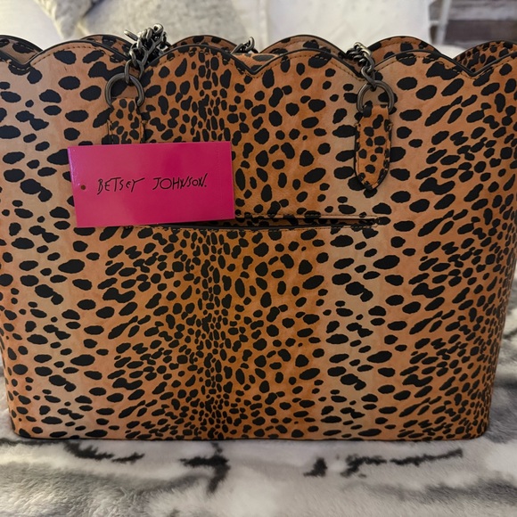 Betsey Johnson Tan and Black Animal Print Tote - Picture 2 of 7